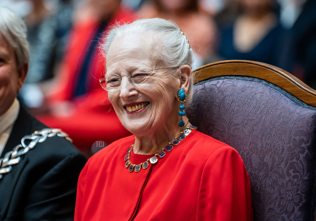 Queen Margrethe II of Denmark attends the Craftsmen's Association of Copenhagen's medal presentation at a ceremony at Copenhagen City Hall on May 9, 2023 (EMIL NICOLAI HELMS/Ritzau Scanpix/AFP via Getty Images)
