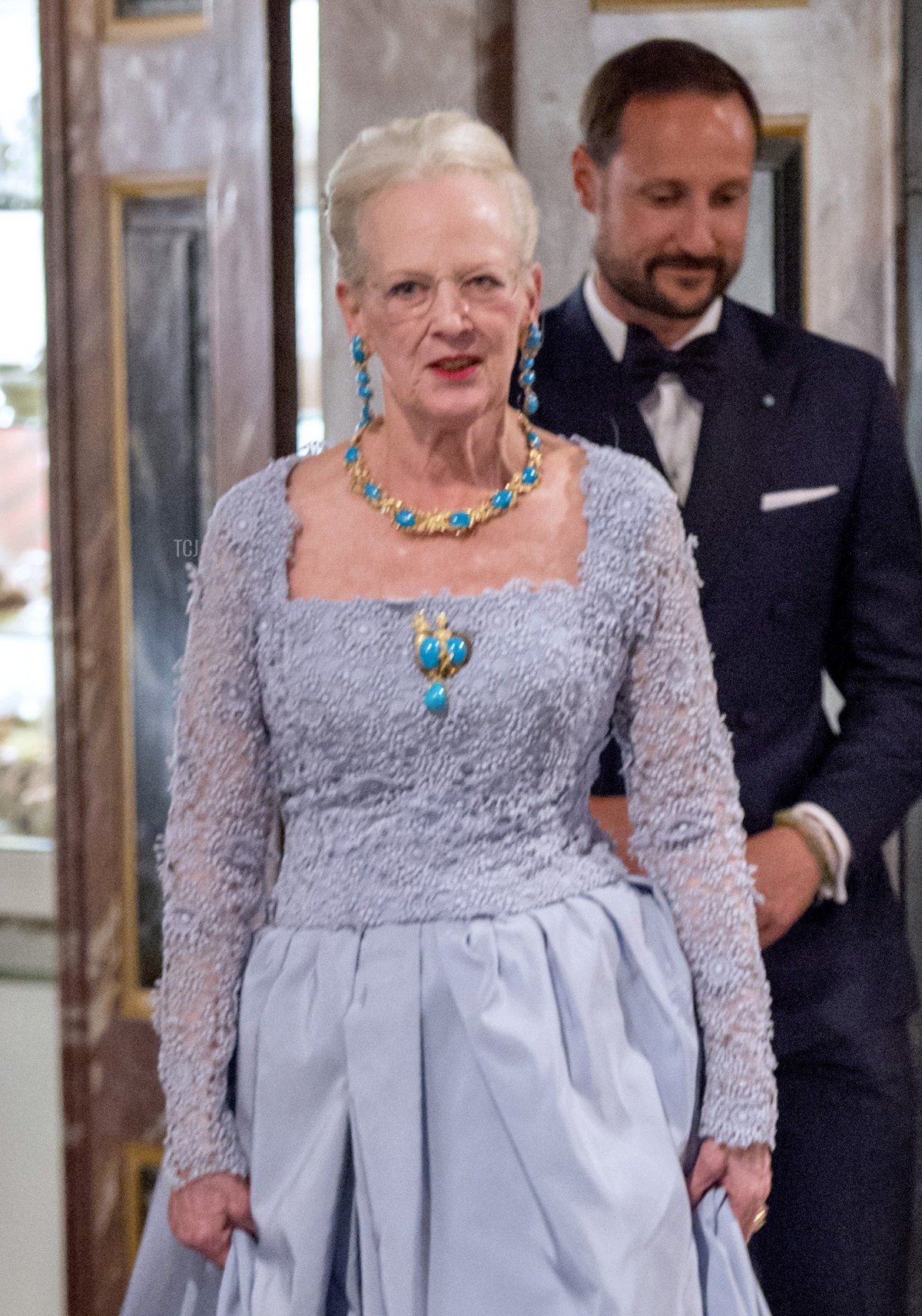 Queen Margrethe II of Denmark arrives for a dinner at Fredensborg Palace on the occasion of her 75th birthday, April 16, 2015 (KELD NAVNTOFT/AFP via Getty Images)