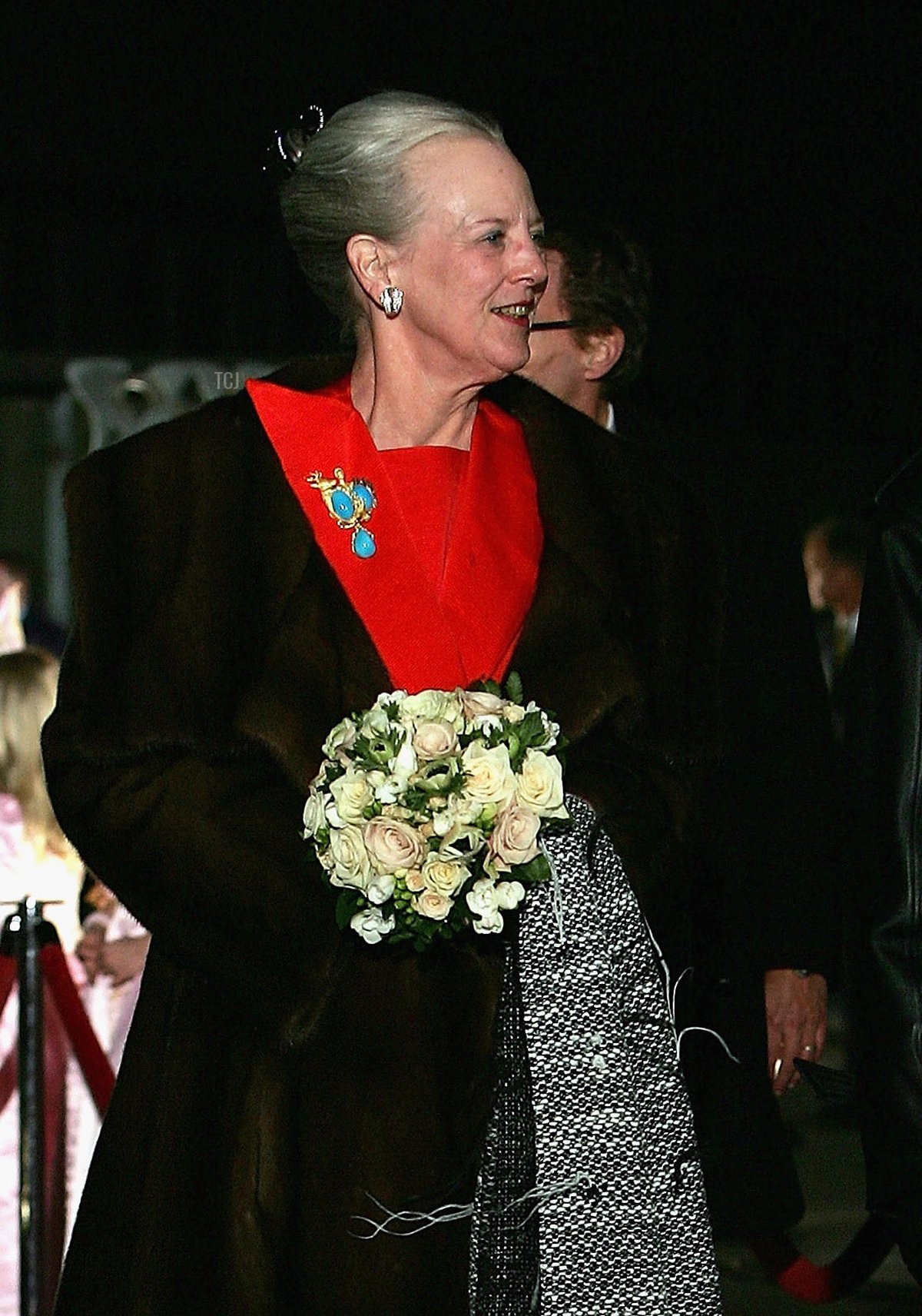 Queen Margrethe II of Denmark arrives at the Once Upon a Time gala performance, the main event of the Hans Christian Andersen Bicentenary Celebrations, at the Parken Football Stadium on April 2, 2005 in Copenhagen, Denmark (MJ Kim/Getty Images)