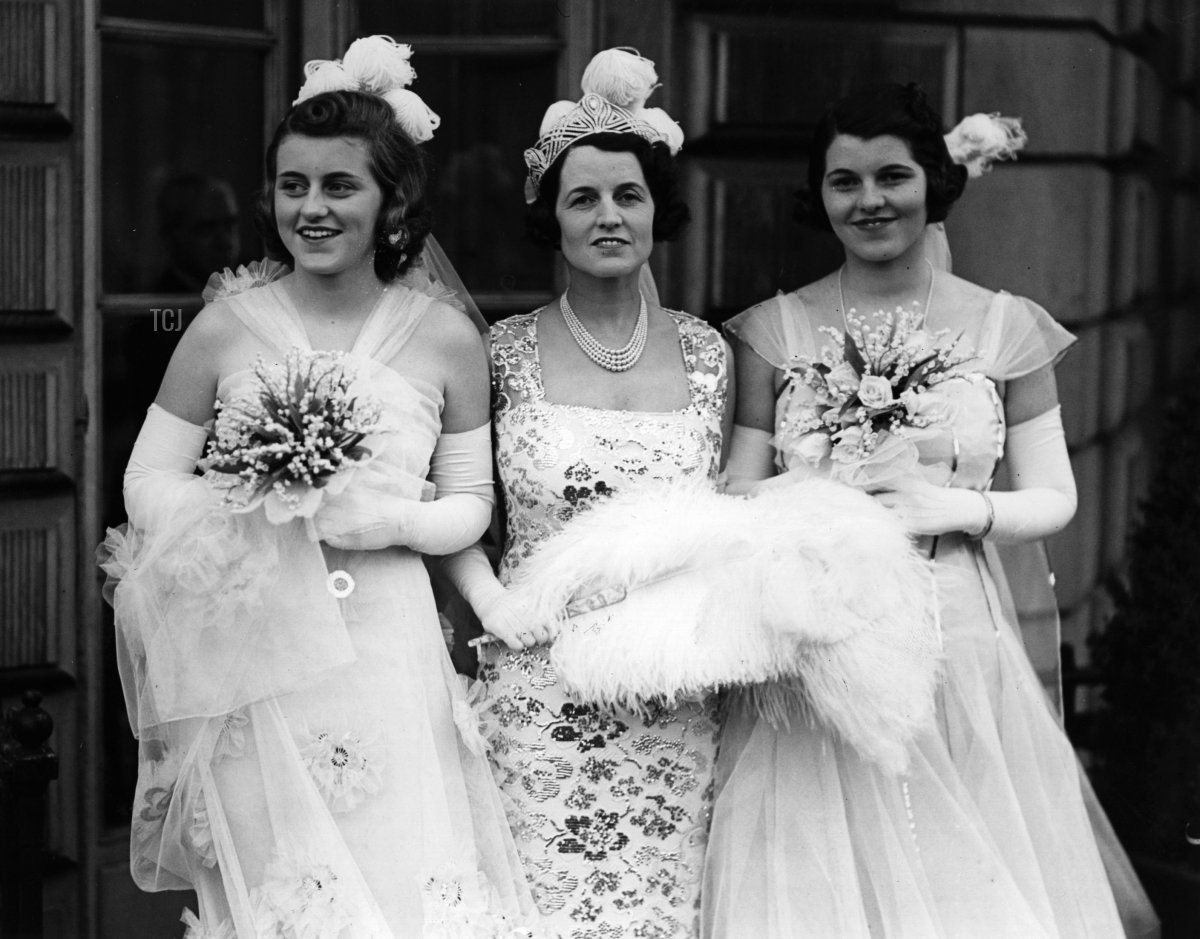 Rose Kennedy, with her daughters Kathleen and Rosemary, leave their London home en route to their presentation at court, May 1938 (Derek Berwin/Getty Images)