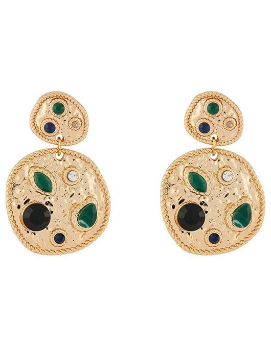 Accessorize Textured Drop Earrings with Stone Accent