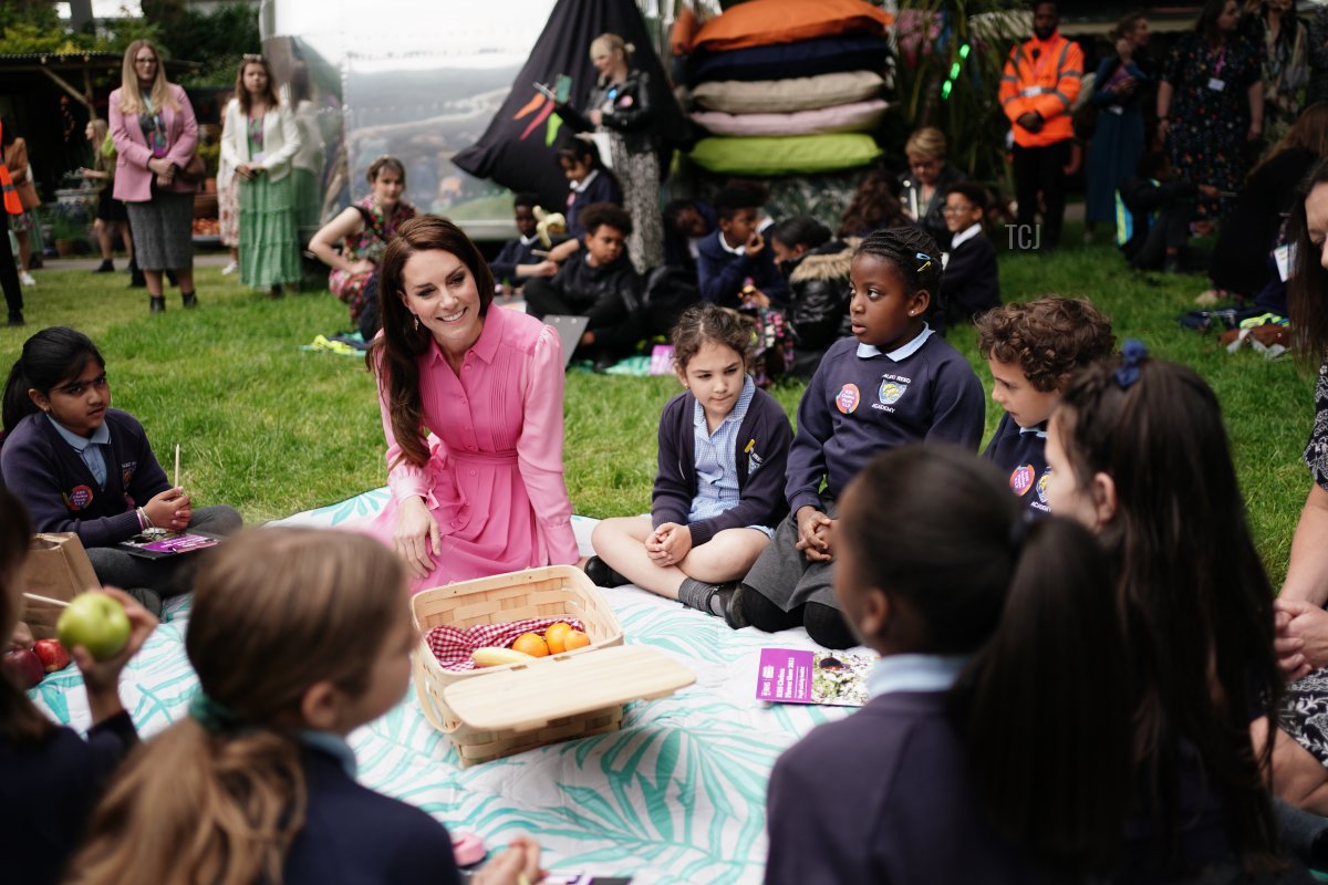 The Princess of Wales takes part in the first Children's Picnic at the RHS Chelsea Flower Show, at the Royal Hospital Chelsea on May 22, 2023 in London, England (Jordan Pettitt-WPA Pool/Getty Images)