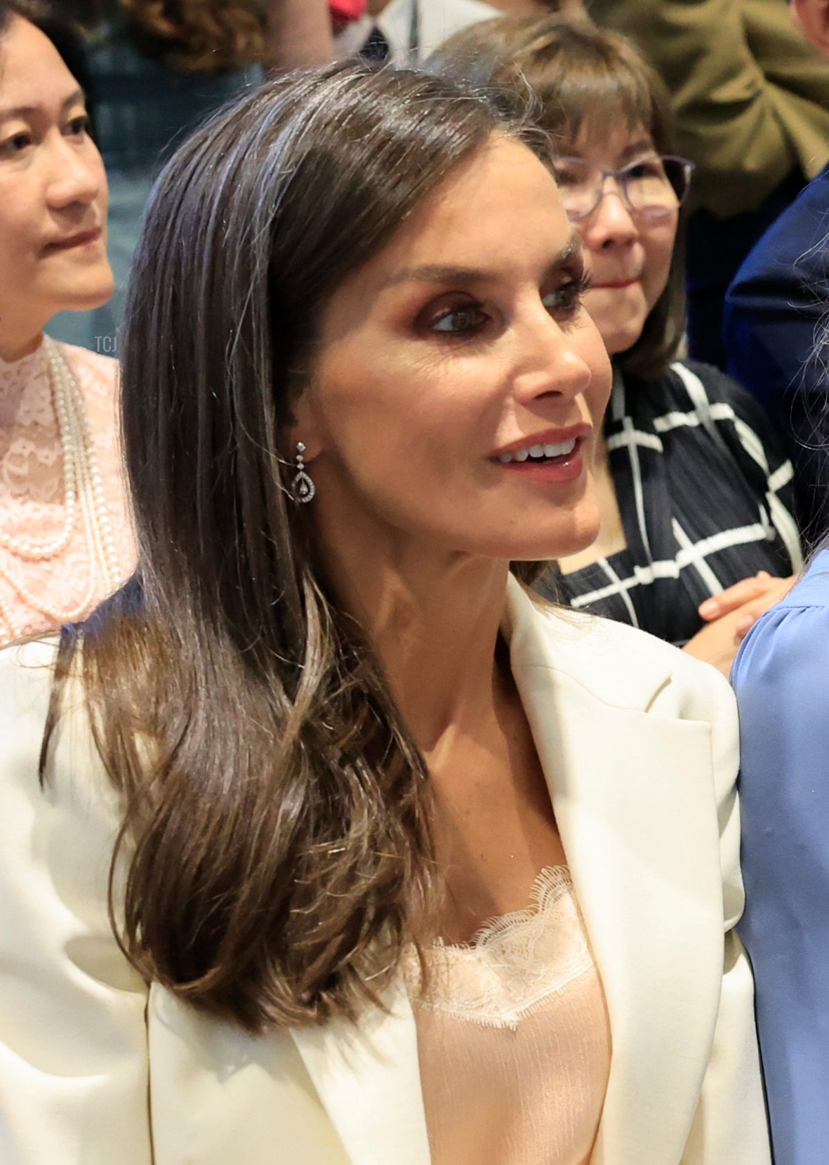 Queen Letizia of Spain attends the graduation of Princess Leonor at the UWC Atlantic College on May 20, 2023 in Llantwit Major, Wales (Handout/Spanish Royal Household via Getty Images)