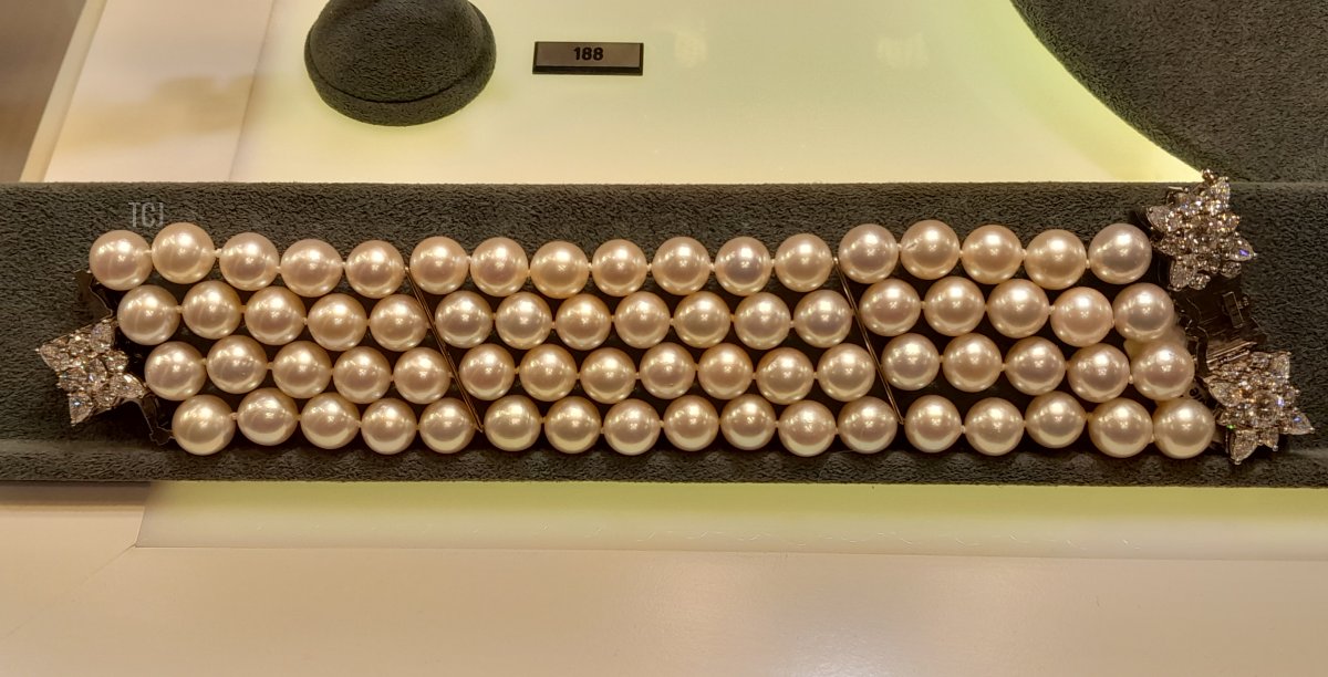 A Köchert bracelet with four rows of cultured pearls and diamond and white gold clasps, from the Heidi Horten collection sold at Christie's (Photo © Thomas. Do not reproduce.)