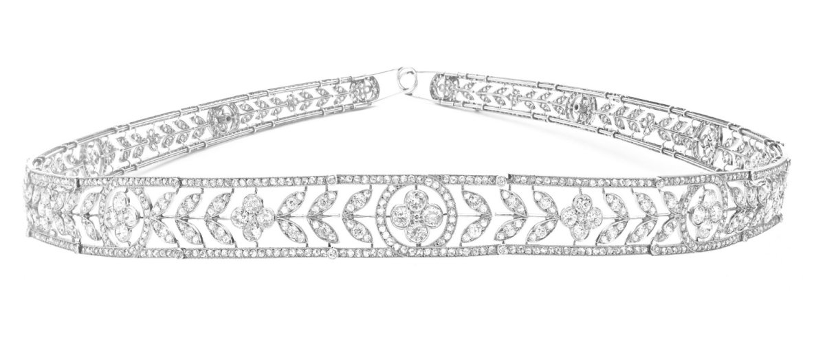 A delicate diamond Boucheron bandeau tiara, ca. 1910 (Sotheby's)
