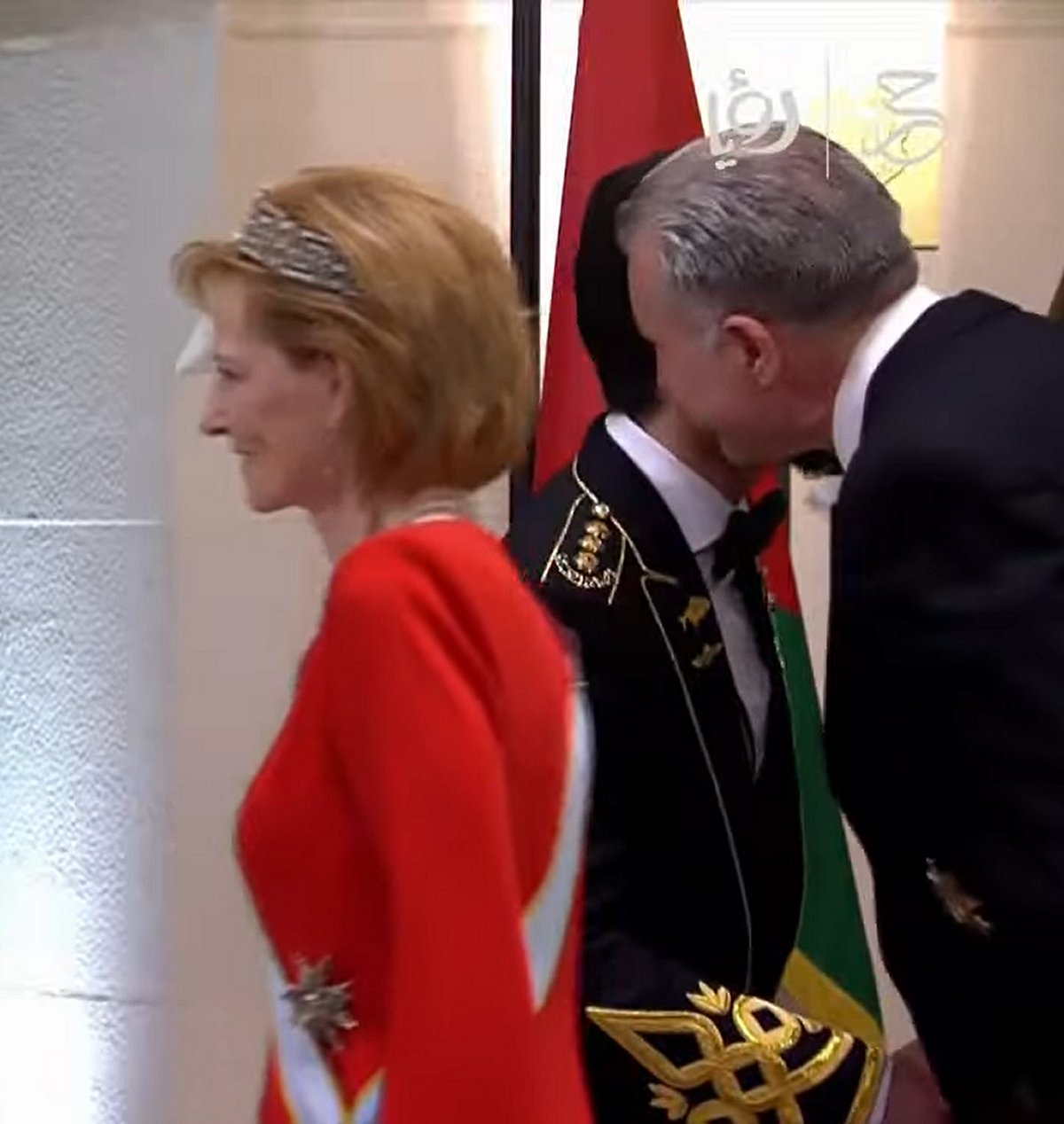 Margareta, Custodian of the Crown of Romania attends a banquet celebrating the wedding of Crown Prince Hussein and Princess Rajwa in Amman, June 1, 2023 (Screencapture/Roya News English)