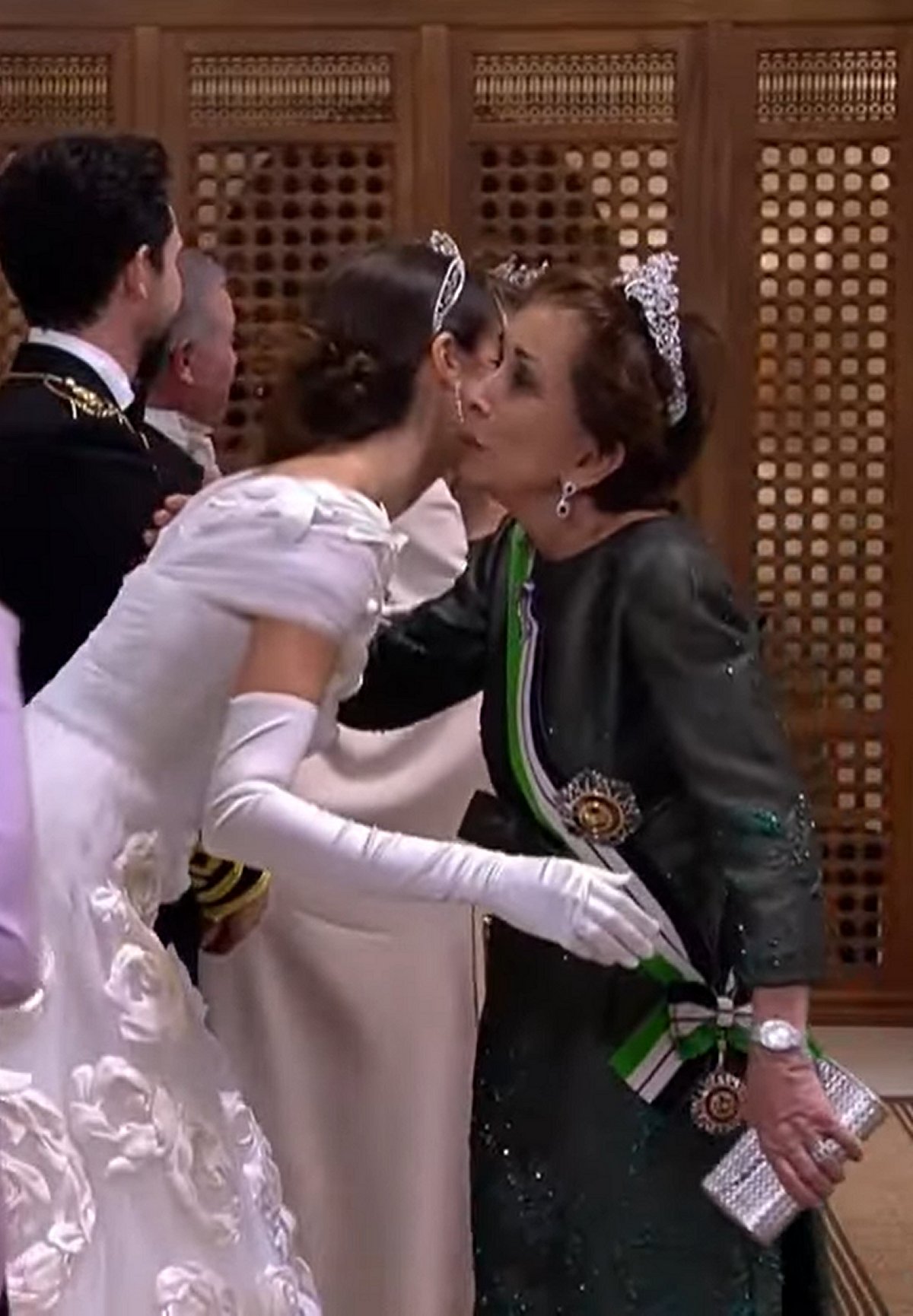 Princess Basma bint Talal attends a banquet celebrating the wedding of Crown Prince Hussein and Princess Rajwa in Amman, June 1, 2023 (Screencapture/Roya News English)