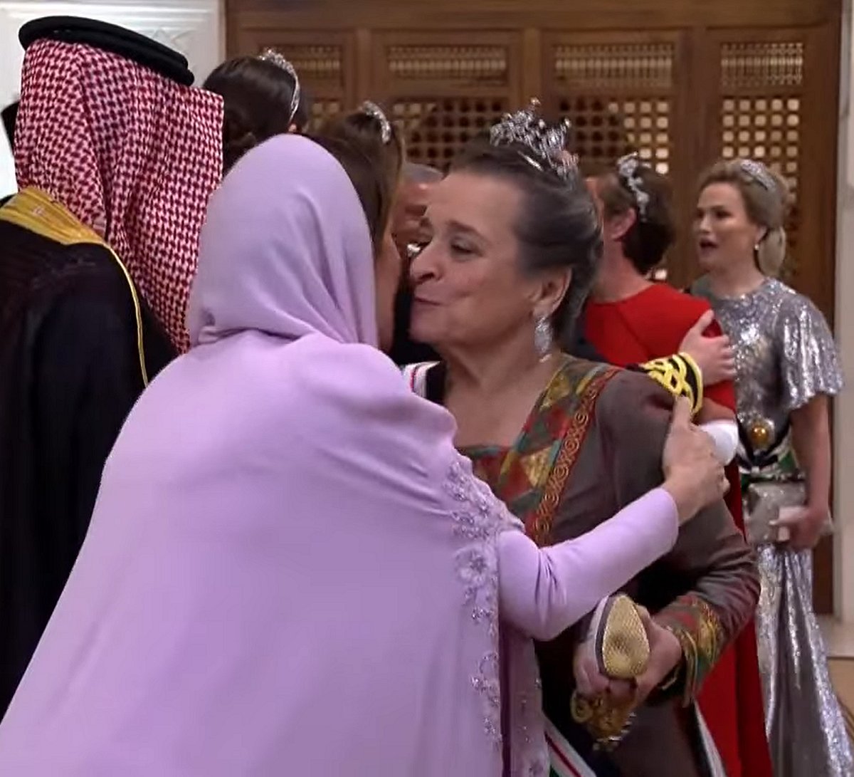 Princess Alia bint Hussein attends a banquet celebrating the wedding of Crown Prince Hussein and Princess Rajwa in Amman, June 1, 2023 (Screencapture/Roya News English)