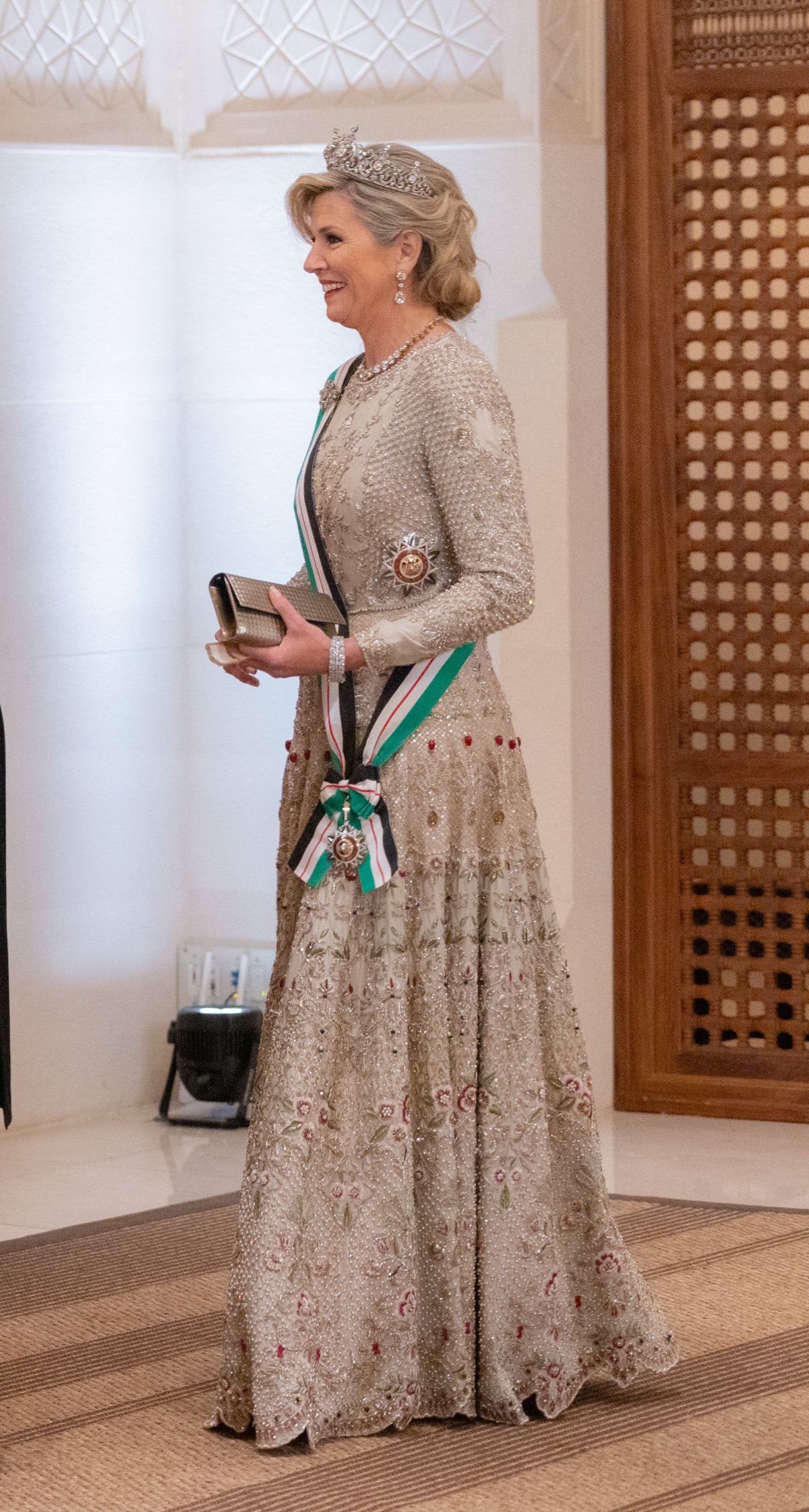 The Queen of the Netherlands attends a banquet celebrating the wedding of Crown Prince Hussein and Princess Rajwa in Amman, June 1, 2023 (Royal Hashemite Court)