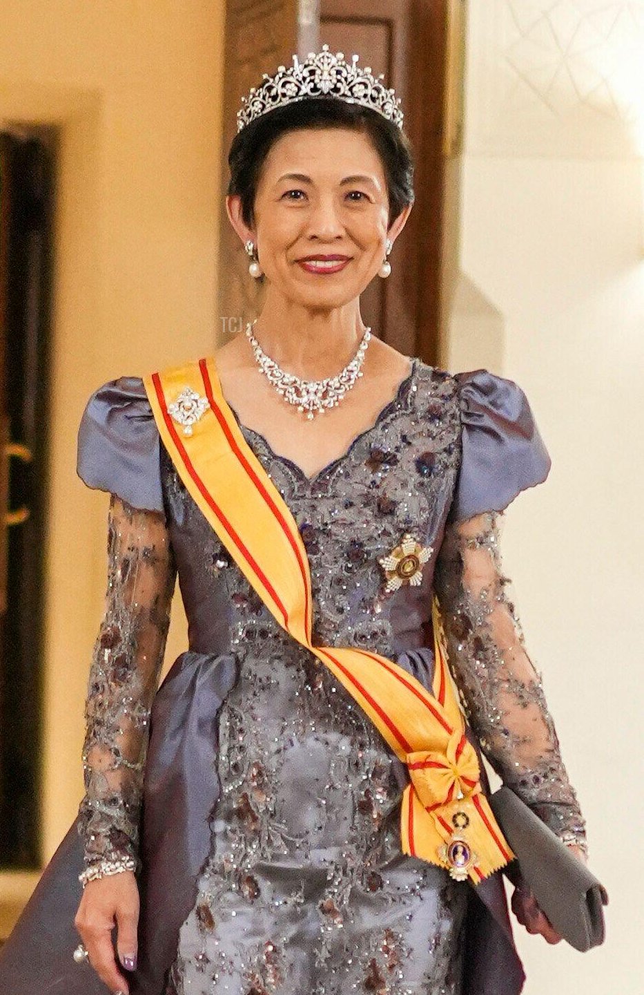 Princess Takamado attends a banquet celebrating the wedding of Crown Prince Hussein and Princess Rajwa in Amman, June 1, 2023 (Royal Hashemite Court/Albert Nieboer/DPA Picture Alliance/Alamy)