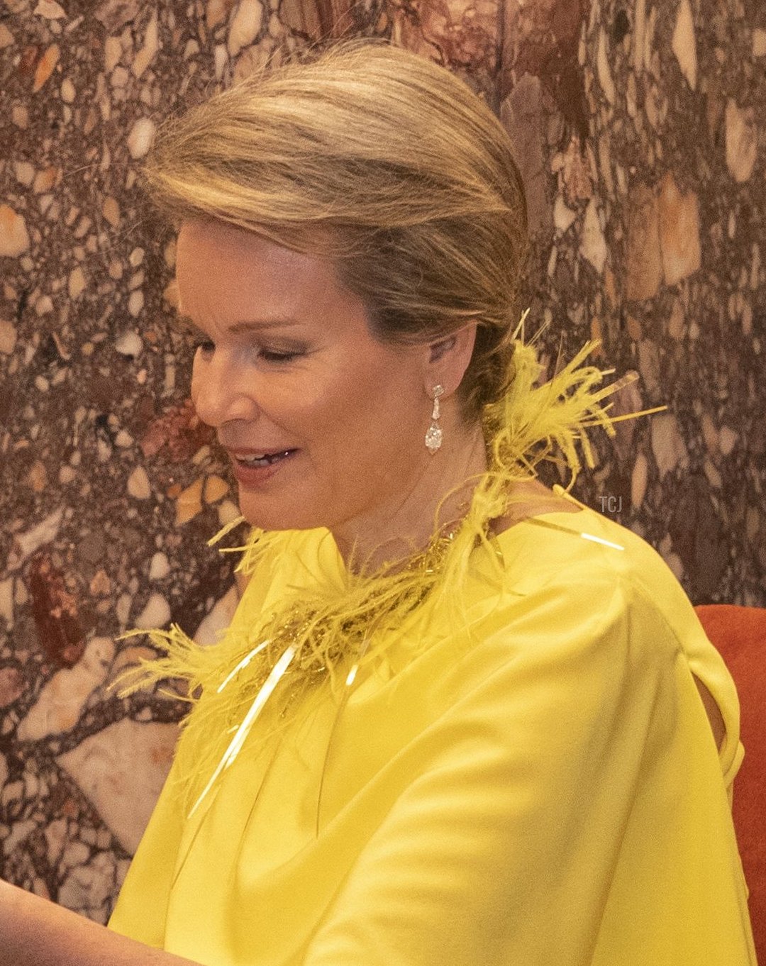 Queen Mathilde of the Belgians is pictured during the finals of the Queen Elisabeth Voice Competition at the Flagey Concert Hall in Brussels, June 3, 2023 (NICOLAS MAETERLINCK/BELGA MAG/AFP via Getty Images)