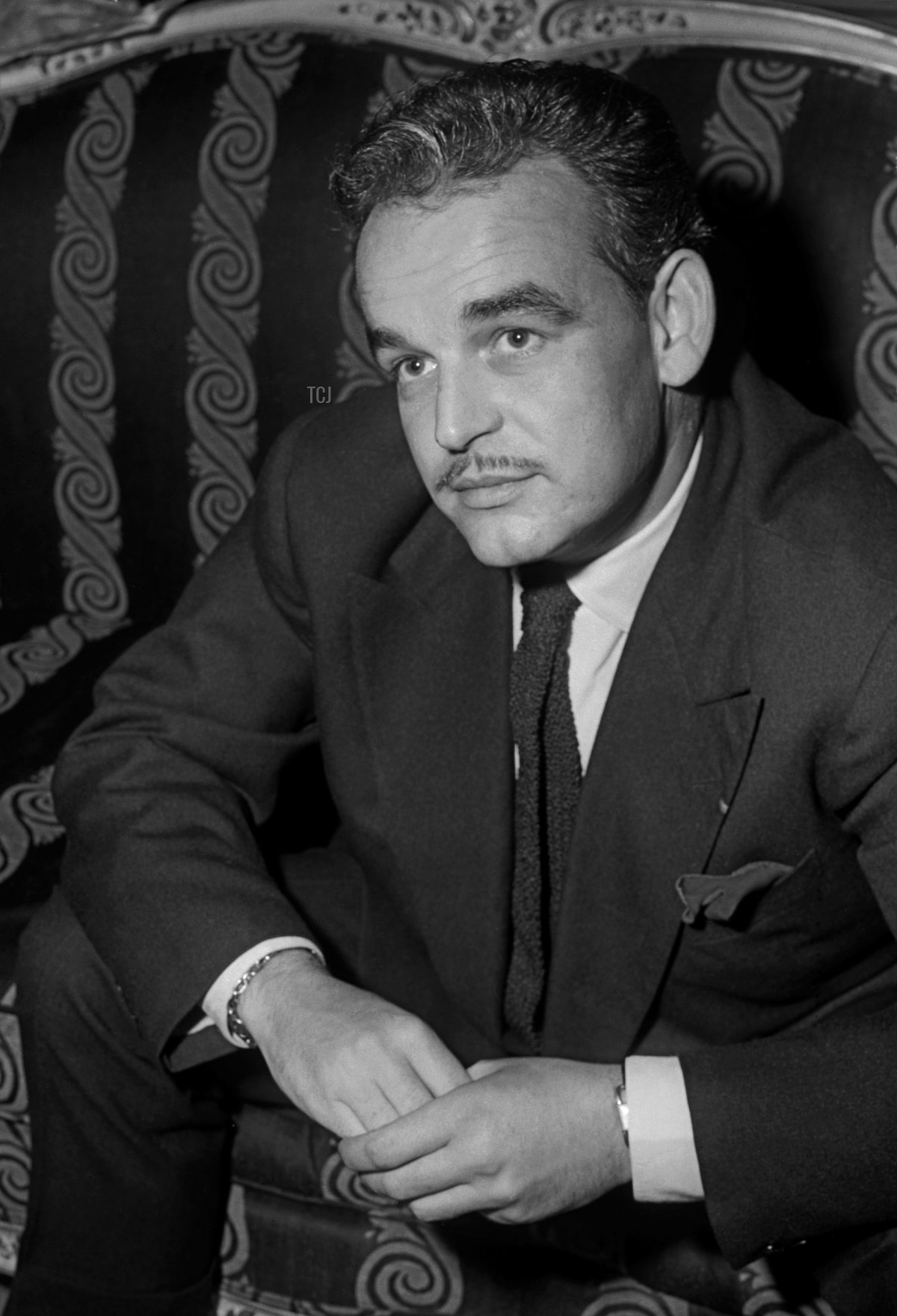 Prince Rainier III of Monaco attends a press conference, 1956 (STF/AFP via Getty Images)