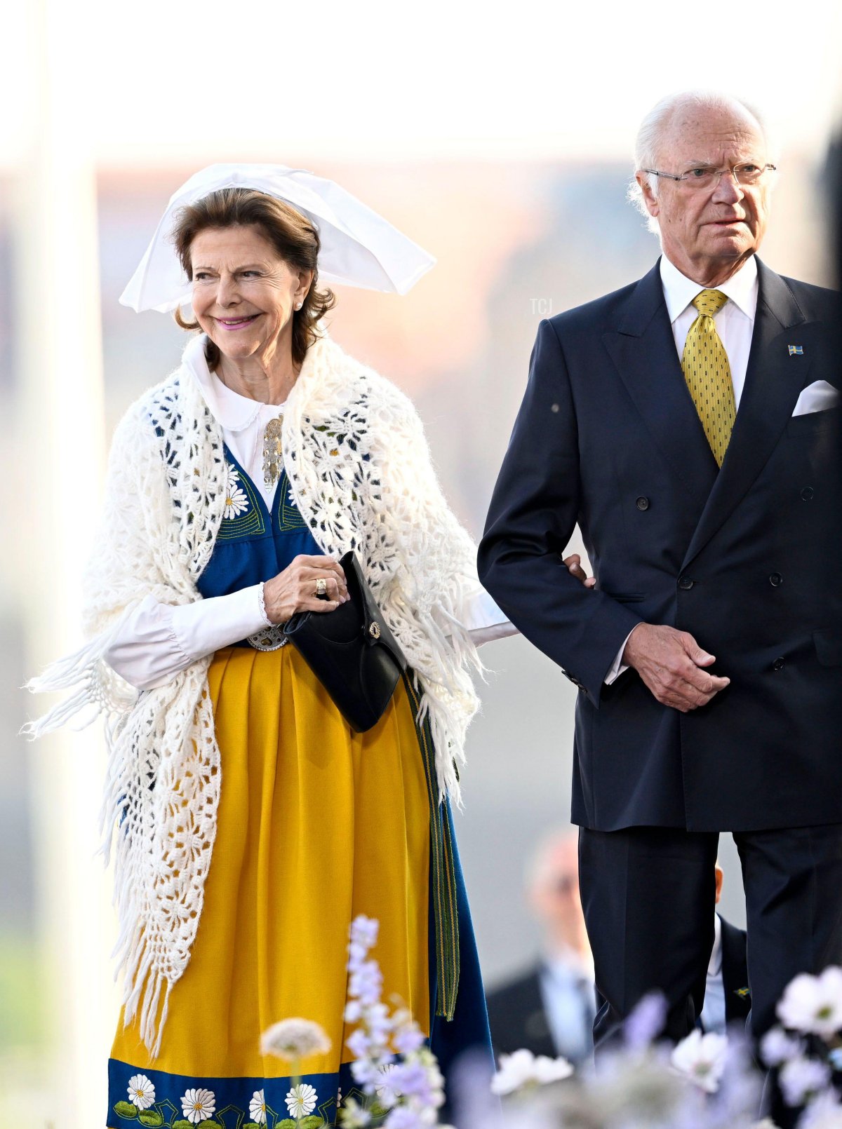 King Carl XVI Gustaf and Queen Silvia of Sweden attend the National Day celebrations at Skansen in Stockholm, June 6, 2023 (Pontus Lundahl/TT News Agency/Alamy)