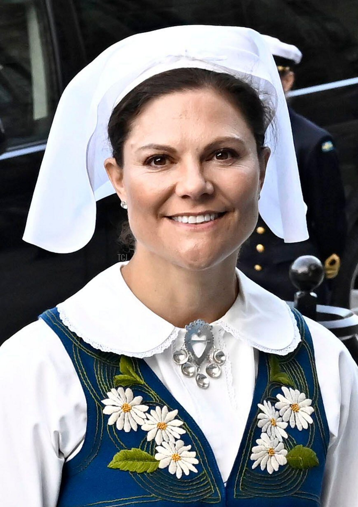 Crown Princess Victoria of Sweden arrives at the National Day reception at the Nordic Museum in Stockholm, June 6, 2023 (Jonas Ekströmer/TT News Agency/Alamy)