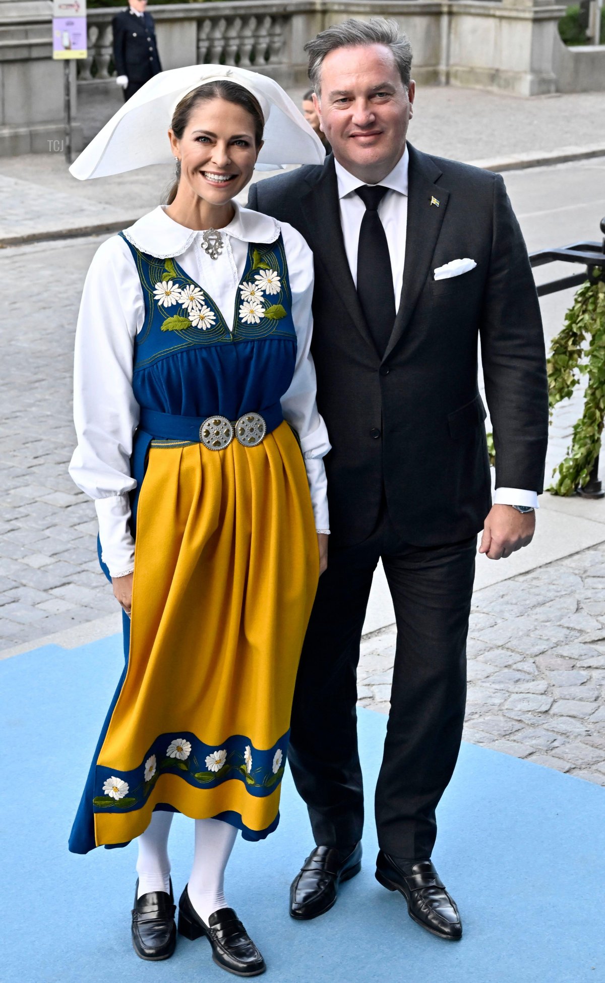 Princess Madeleine of Sweden and Chris O'Neill arrive at the National Day reception at the Nordic Museum in Stockholm, June 6, 2023 (Jonas Ekströmer/TT News Agency/Alamy)