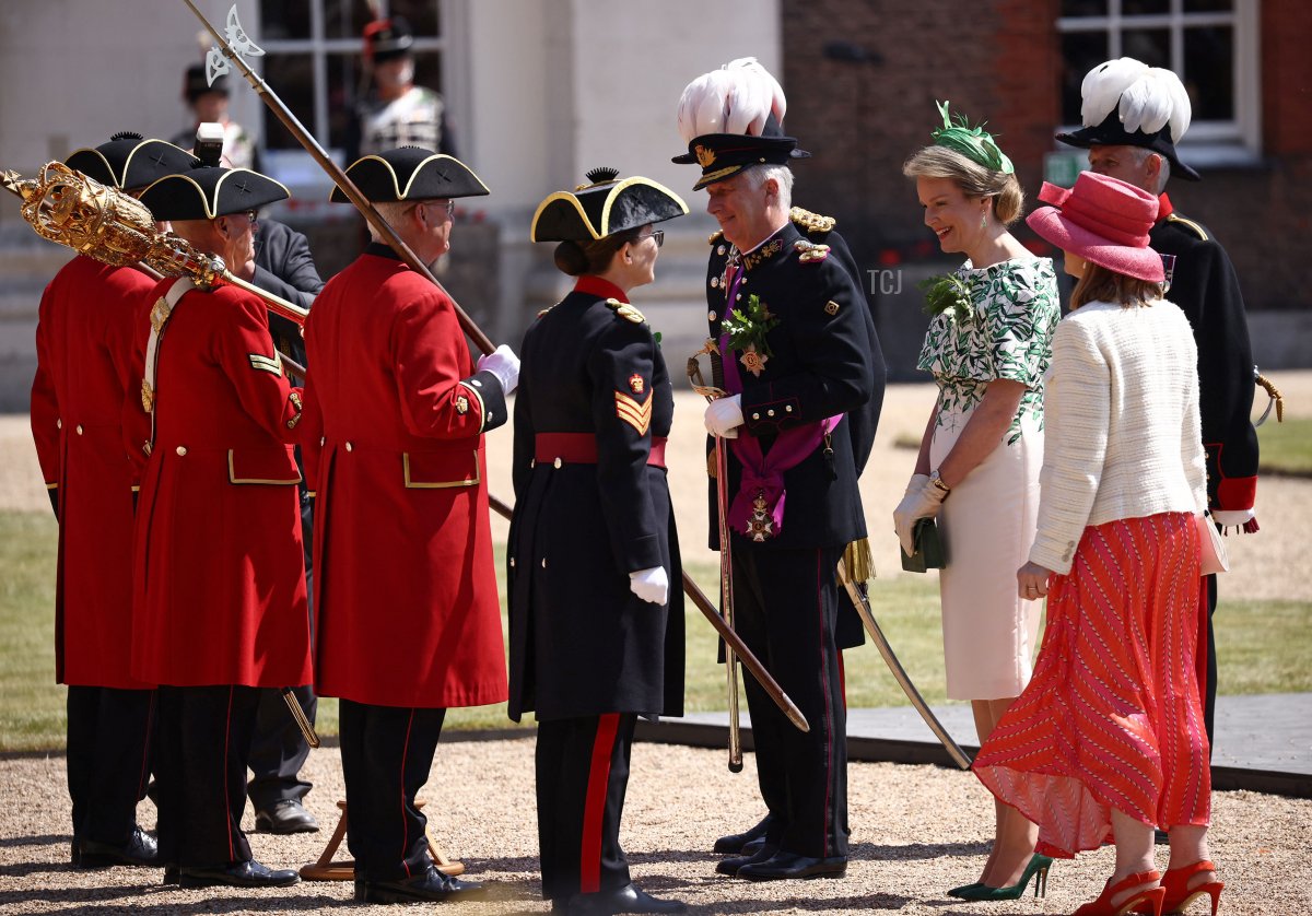 The King and Queen of the Belgians attend the annual Founder's Day Parade at the Royal Hospital Chelsea in London on June 8, 2023 (HENRY NICHOLLS/AFP via Getty Images)