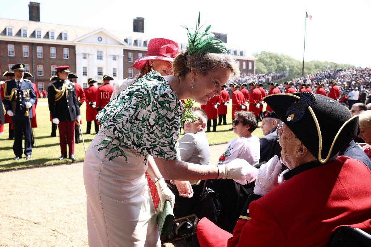 The Queen of the Belgians attends the annual Founder's Day Parade at the Royal Hospital Chelsea in London on June 8, 2023 (HENRY NICHOLLS/AFP via Getty Images)