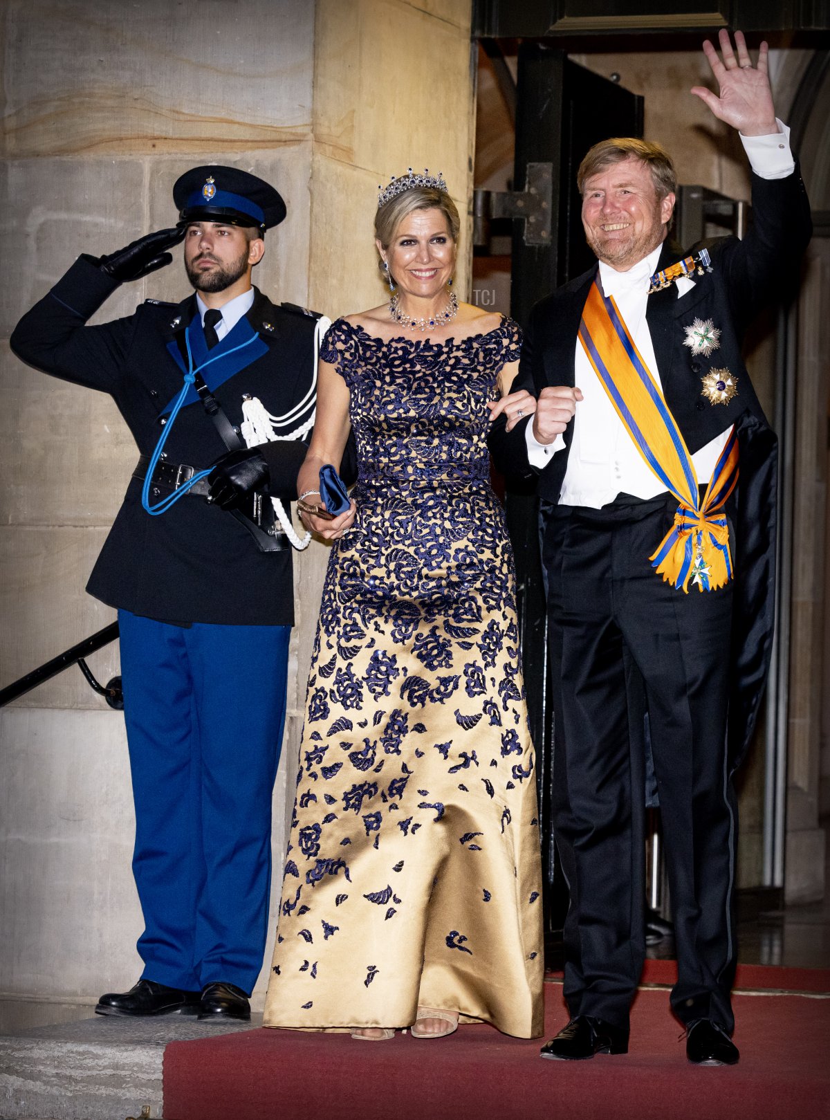 King Willem-Alexander and Queen Máxima of the Netherlands attend a gala dinner for the Diplomatic Corps at the Royal Palace on June 14, 2023 in Amsterdam (Patrick van Katwijk/Getty Images)