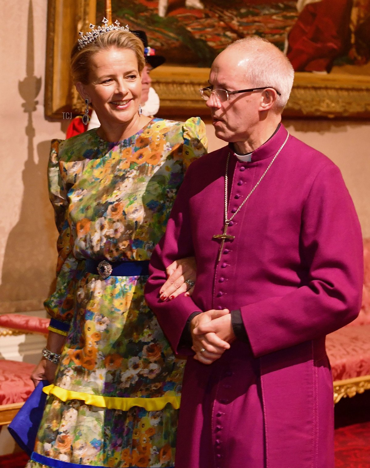 Princess Mabel of Orange-Nassau and the Archbishop of Canterbury, Justin Welby, attend a state banquet at Buckingham Palace on October 23, 2018 (JOHN STILLWELL/AFP via Getty Images)