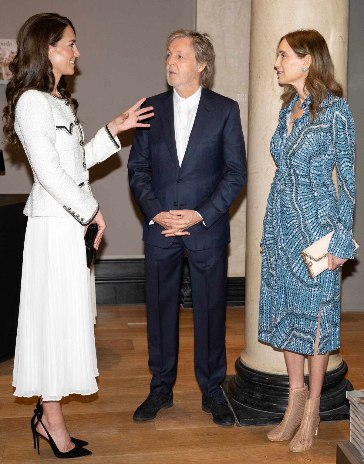 The Princess of Wales talks with Paul McCartney and his wife, Nancy Shevell, as she attends the reopening of National Portrait Gallery in London on June 20, 2023 (Paul Grover - WPA Pool/Getty Images)