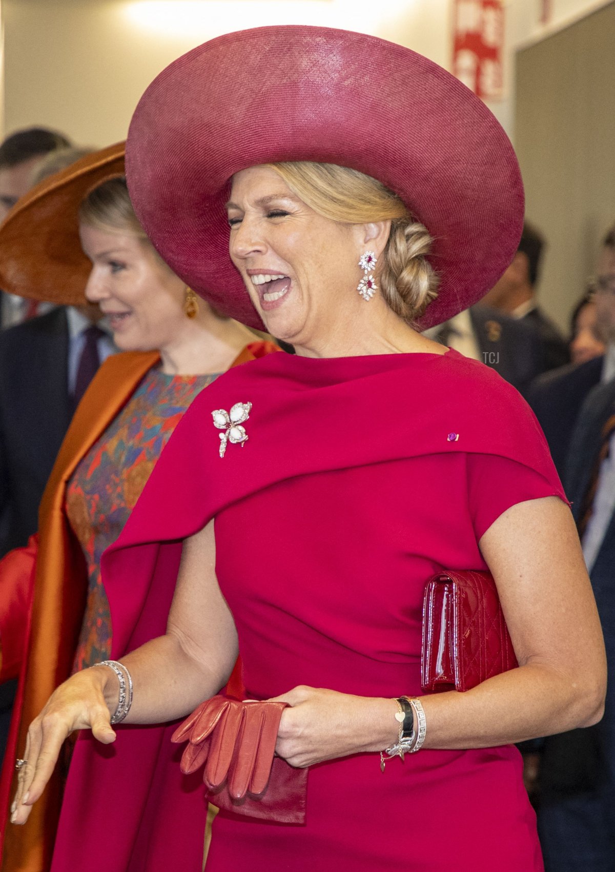 The Queen of the Netherlands is pictured during a visit Imec in Leuven on the third and final day of the official state visit of the Dutch royal couple to Belgium, June 22, 2023 (NICOLAS MAETERLINCK/BELGA MAG/AFP via Getty Images)