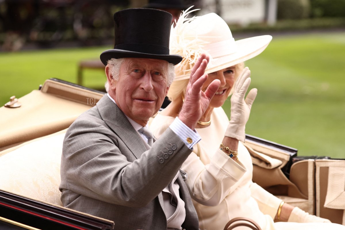 King Charles III and Queen Camilla attend day five of Royal Ascot on June 24, 2023 (HENRY NICHOLLS/AFP via Getty Images)