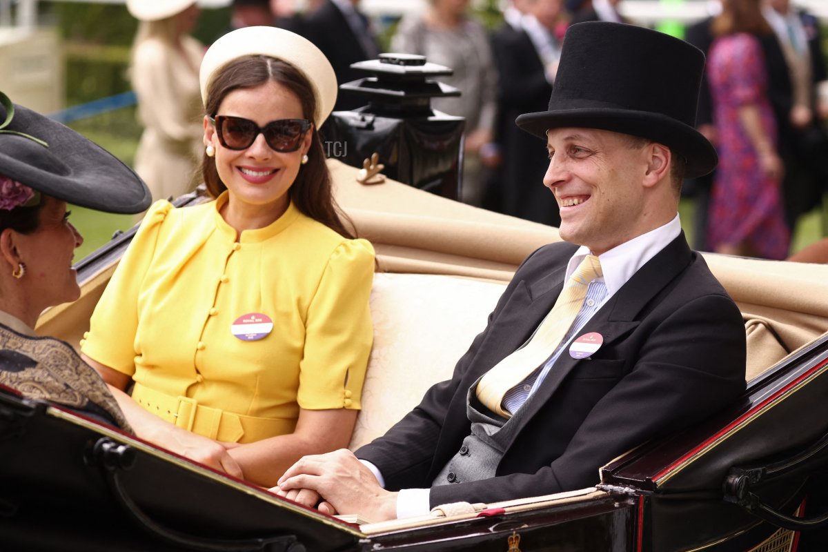 Lord and Lady Frederick Windsor attend day five of Royal Ascot on June 24, 2023 (HENRY NICHOLLS/AFP via Getty Images)