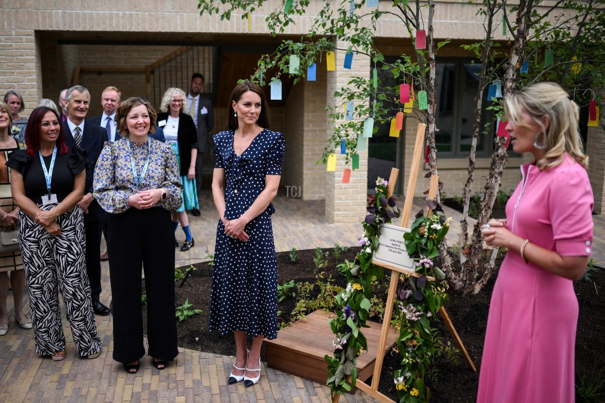 The Princess of Wales listens to Lady Edwina Grosvenor's speech during the opening of Hope Street on June 27, 2023 in Southampton, England (Daniel Leal - WPA Pool/Getty Images)