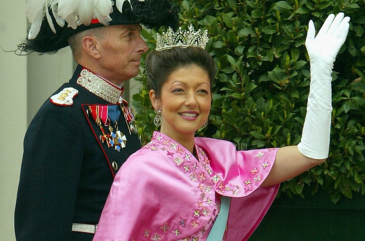 Princess Alexandra of Denmark arrives to attend the wedding of her brother-in-law, Crown Prince Frederik and Mary Donaldson at Copenhagen Cathedral on May 14, 2004 (Pascal Le Segretain/Getty Images)