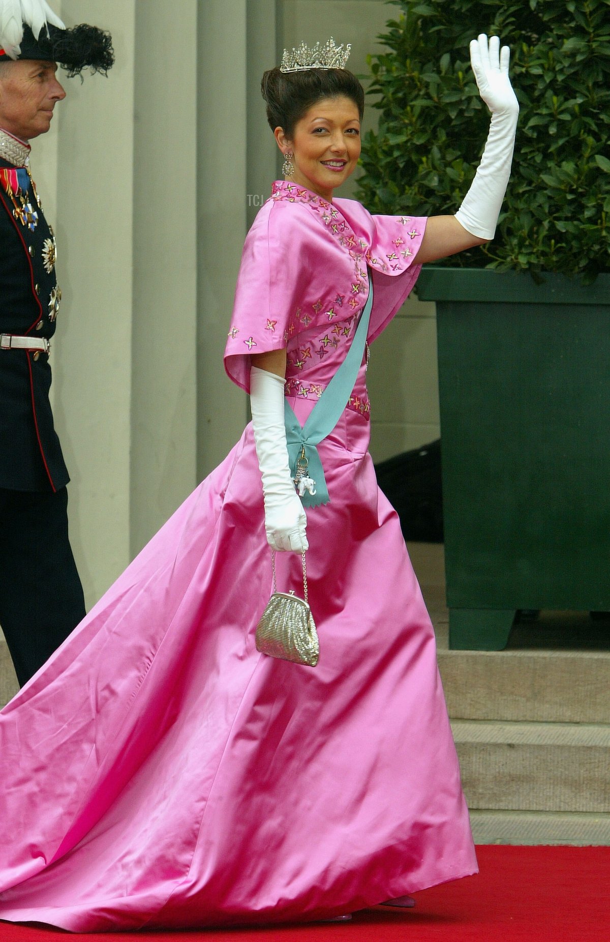 Princess Alexandra of Denmark arrives to attend the wedding of her brother-in-law, Crown Prince Frederik and Mary Donaldson at Copenhagen Cathedral on May 14, 2004 (Pascal Le Segretain/Getty Images)