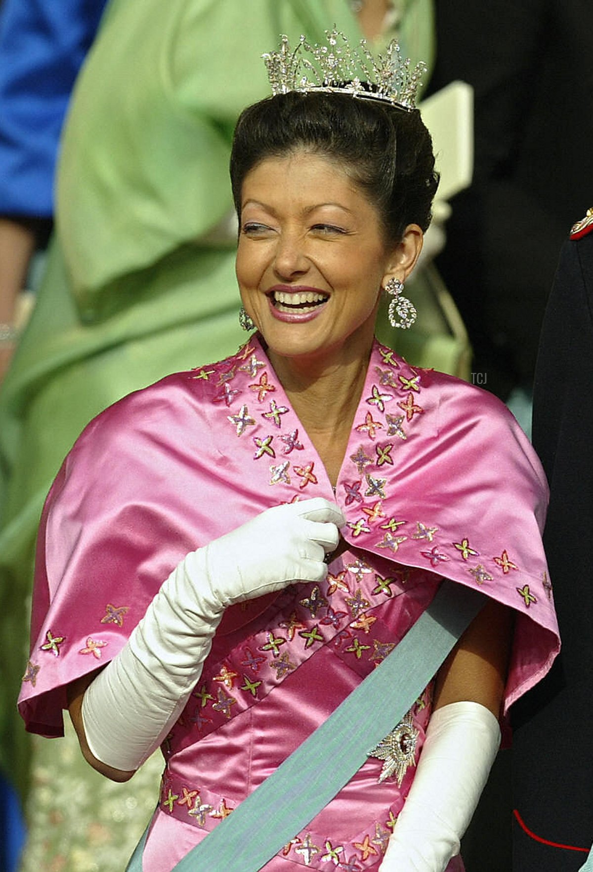 Princess Alexandra of Denmark arrives to attend the wedding of her brother-in-law, Crown Prince Frederik and Mary Donaldson at Copenhagen Cathedral on May 14, 2004 (SVEN NACKSTRAND/AFP via Getty Images)