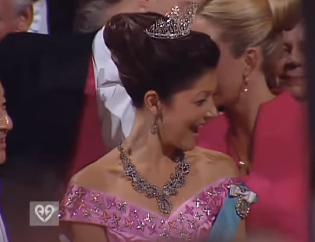 Princess Alexandra of Denmark attends the wedding reception for her brother-in-law, Crown Prince Frederik and Mary Donaldson on May 14, 2004 (screencapture)