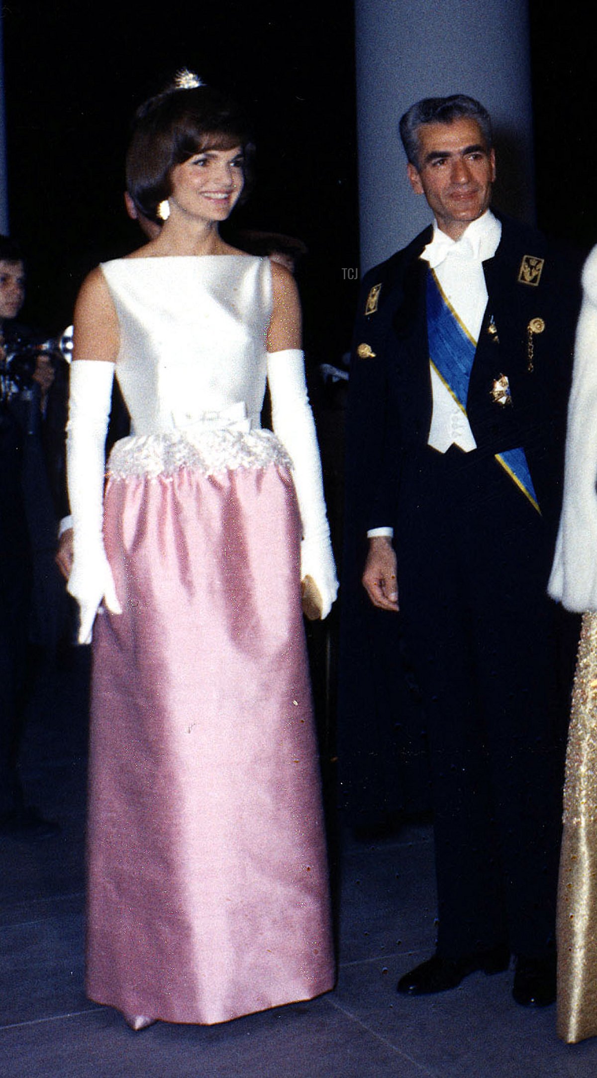 President John F. Kennedy and First Lady Jacqueline Kennedy host the Shah and Shahbanu of Iran for a state dinner at the White House in Washington, D.C., on April 11, 1962 (Kennedy Library Archives/Newsmakers via Getty Images)