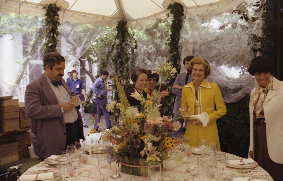 First Lady Betty Ford oversees preparations for a state dinner at the White House in Washington, D.C., July 7, 1976 (National Archives and Records Administration/Wikimedia Commons)