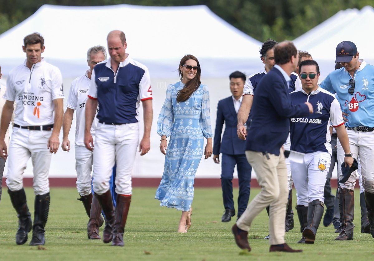 The Prince and Princess of Wales attend the Out-Sourcing Inc. Royal Charity Polo Cup 2023 at Guards Polo Club on July 6, 2023 in Egham, England (Charlie Crowhurst/Getty Images)