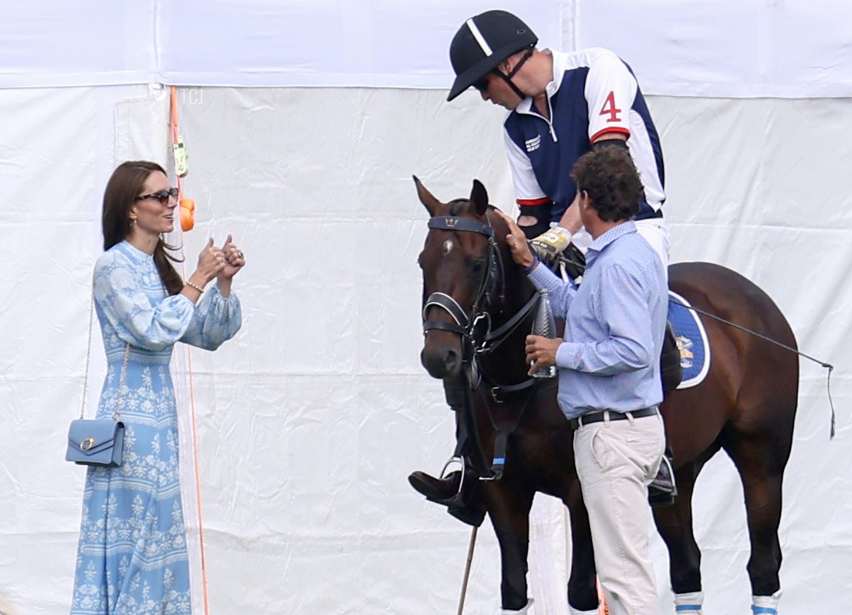 The Prince and Princess of Wales attend the Out-Sourcing Inc. Royal Charity Polo Cup 2023 at Guards Polo Club on July 6, 2023 in Egham, England (Charlie Crowhurst/Getty Images)