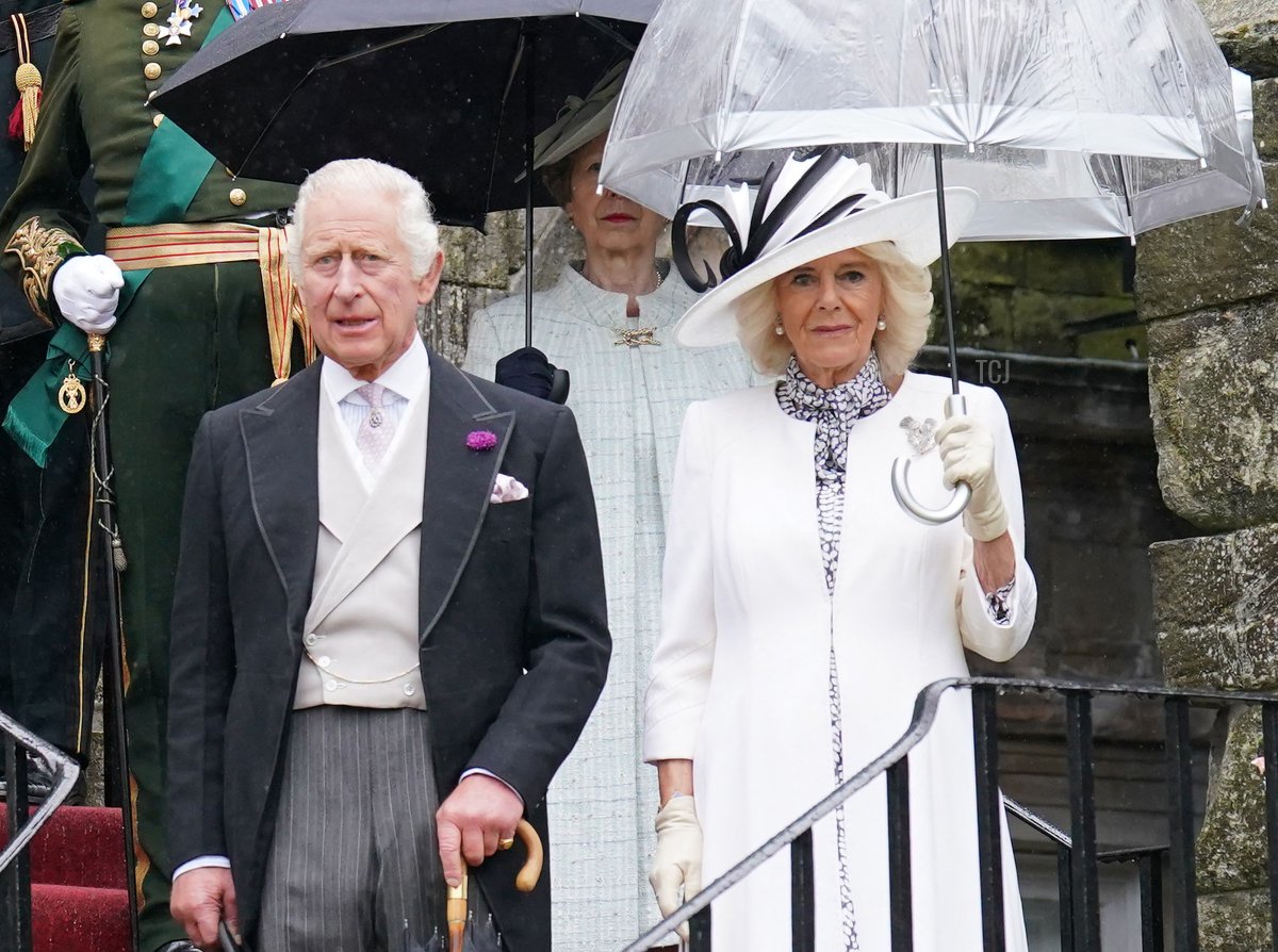 The King and Queen and the Princess Royal attend a garden party at the Palace of Holyroodhouse in Edinburgh on July 4, 2023 (Jonathan Brady - WPA Pool/Getty Images)