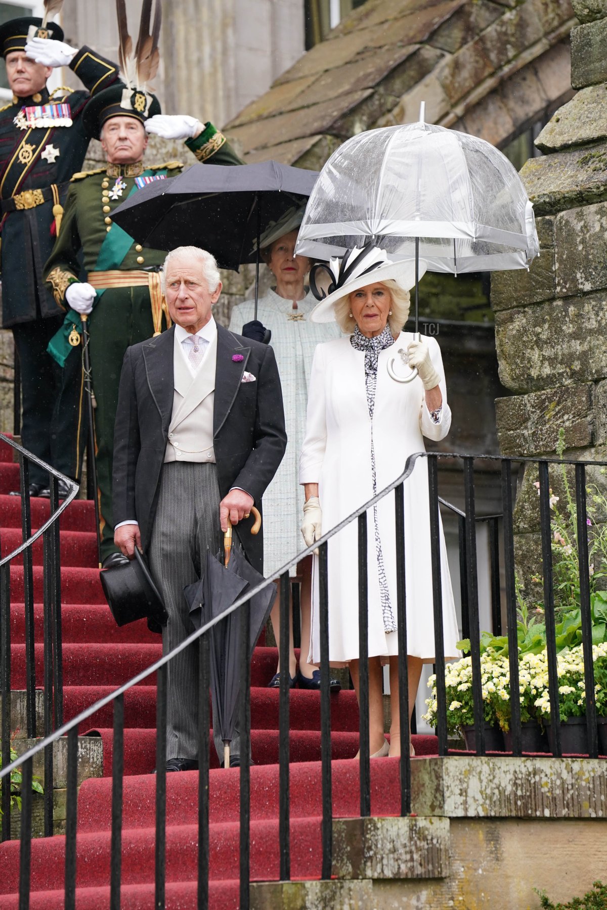 The King and Queen and the Princess Royal attend a garden party at the Palace of Holyroodhouse in Edinburgh on July 4, 2023 (Jonathan Brady - WPA Pool/Getty Images)