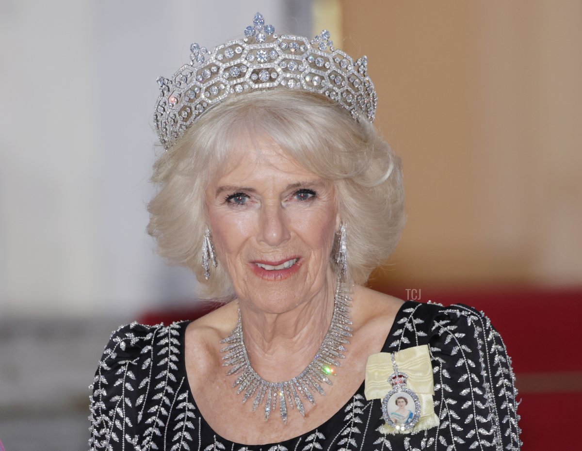 Queen Camilla attends a state banquet at Schloss Bellevue in Berlin during the state visit to Germany, March 29, 2023 (Chris Jackson/Getty Images)