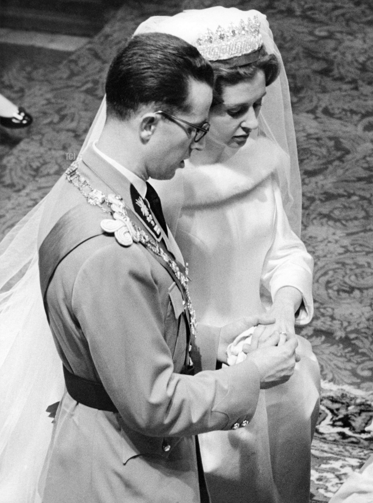 King Baudouin and Queen Fabiola of the Belgians pictured during their royal wedding in Brussels, December 15, 1960 (AFP via Getty Images)