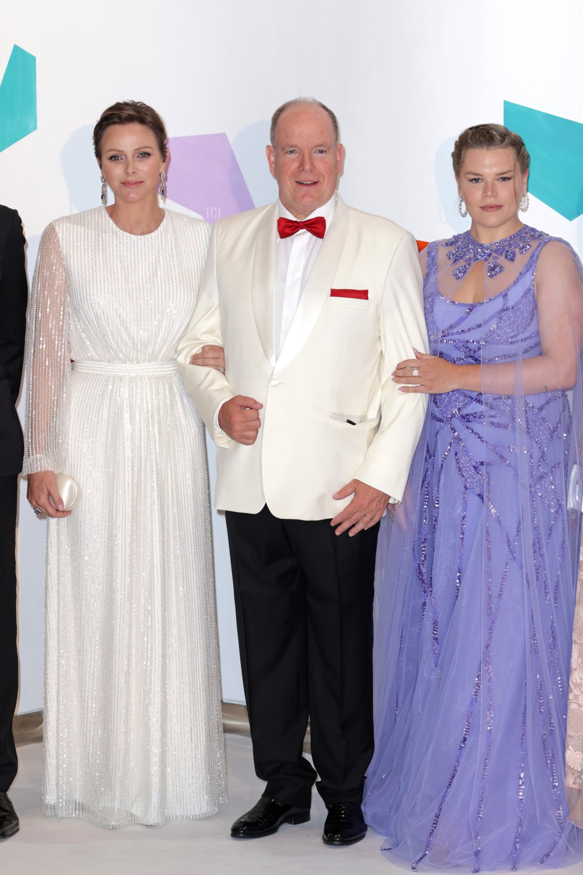 Prince Albert II and Princess Charlene of Monaco, with Camille Gottlieb, attend the Red Cross Ball on July 29, 2023 (Pascal Le Segretain/Getty Images)
