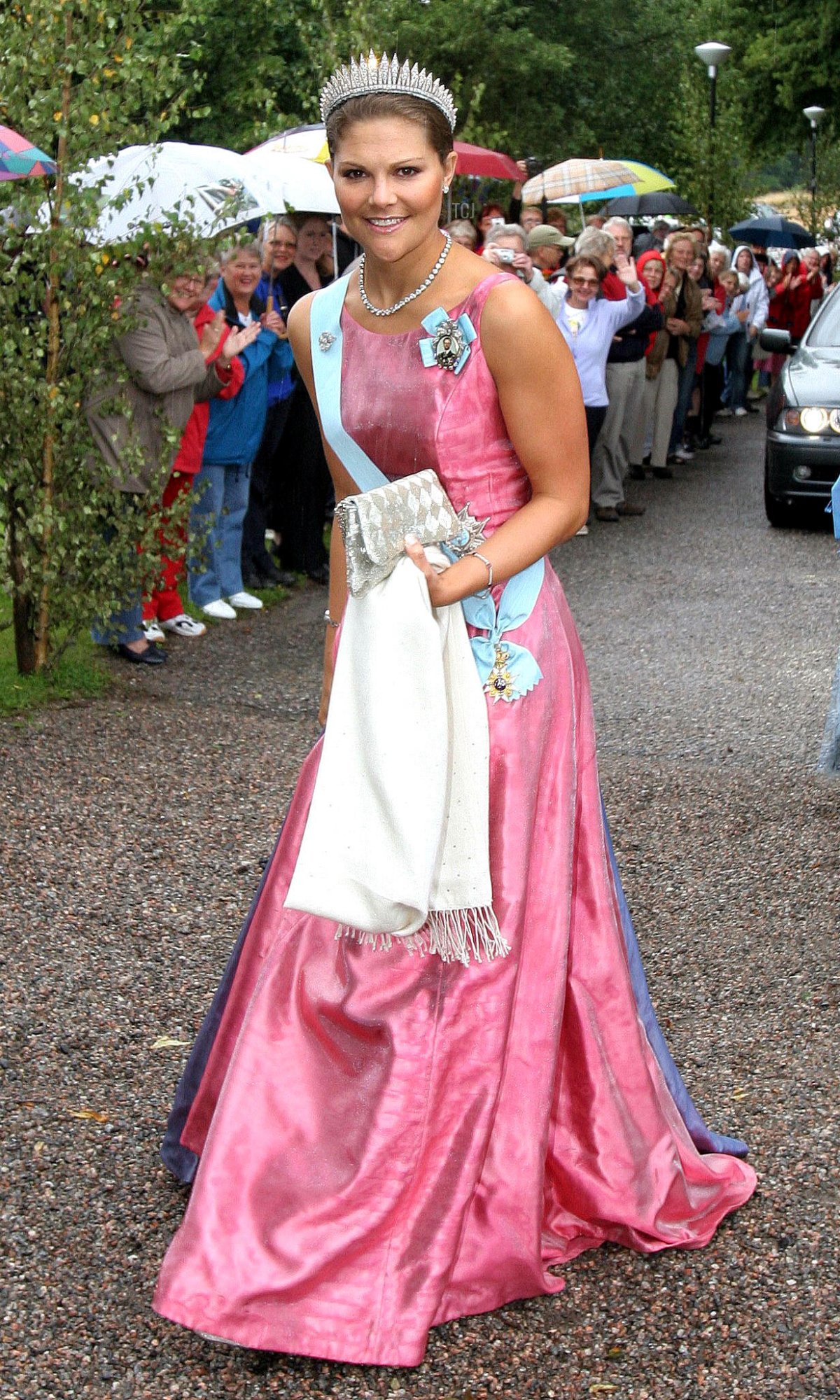 Crown Princess Victoria of Sweden attends the wedding of Prince Manuel of Bavaria and Princess Anna of Sayn-Wittgenstein-Berleburg in Stigtomta, Sweden, 6 August 2005 (Albert Nieboer/DPA Picture Alliance Archive/Alamy)