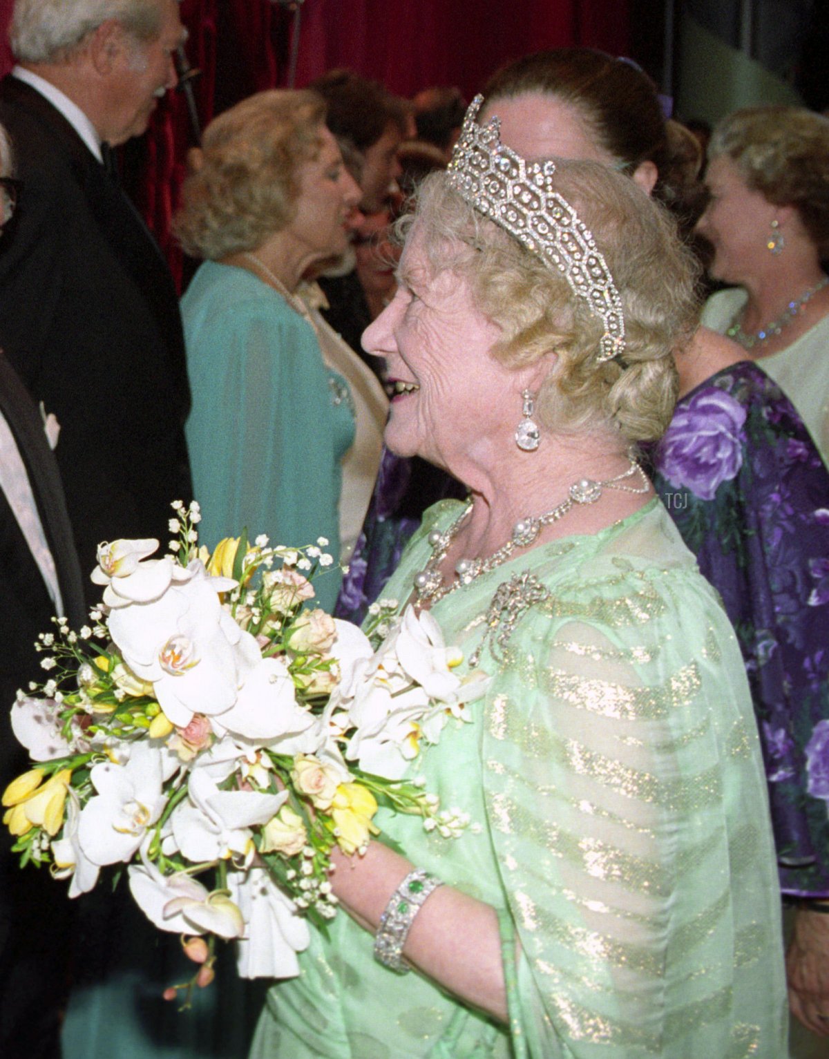 The Queen Mother attends a 90th birthday gala in her honor at the London Palladium, July 19, 1990 (Martin Keene/PA Images/Alamy)