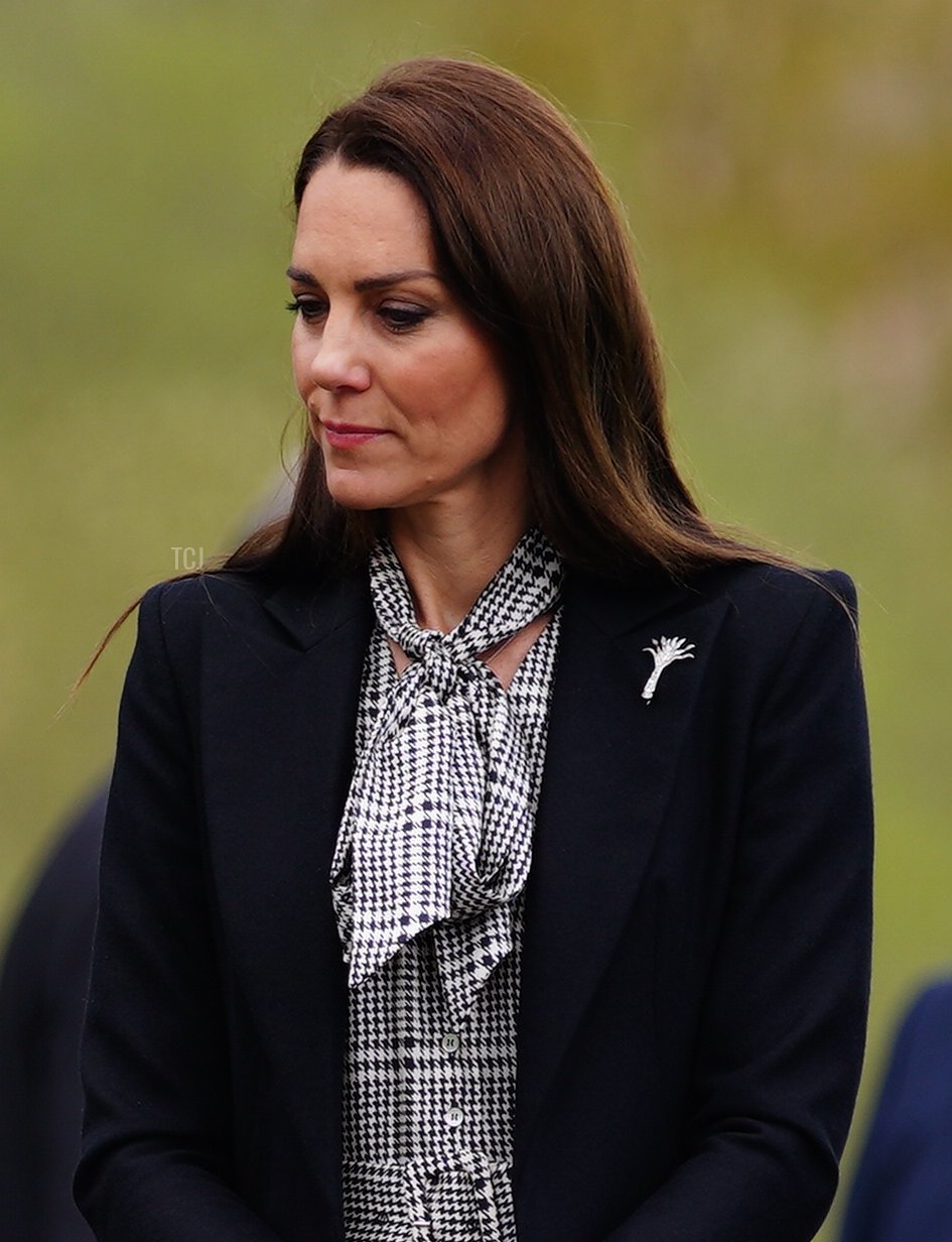 The Princess of Wales visits the Aberfan memorial garden in Merthyr Tydfil, Wales on April 28, 2023 (Ben Birchall - WPA Pool/Getty Images)
