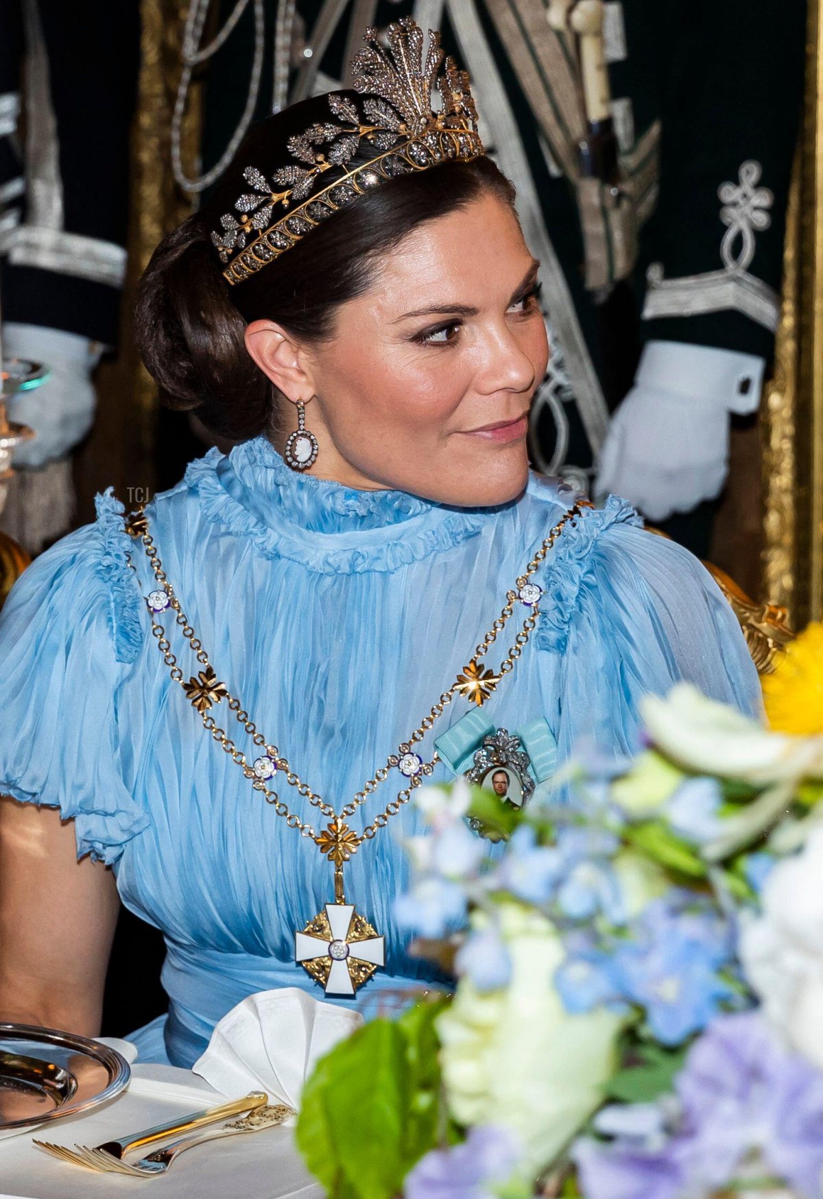 Crown Princess Victoria of Sweden attends a state banquet in Stockholm in honor of the President of Finland on May 17, 2022 (Robert Eklund/Stella Pictures/Abaca Press/Alamy)
