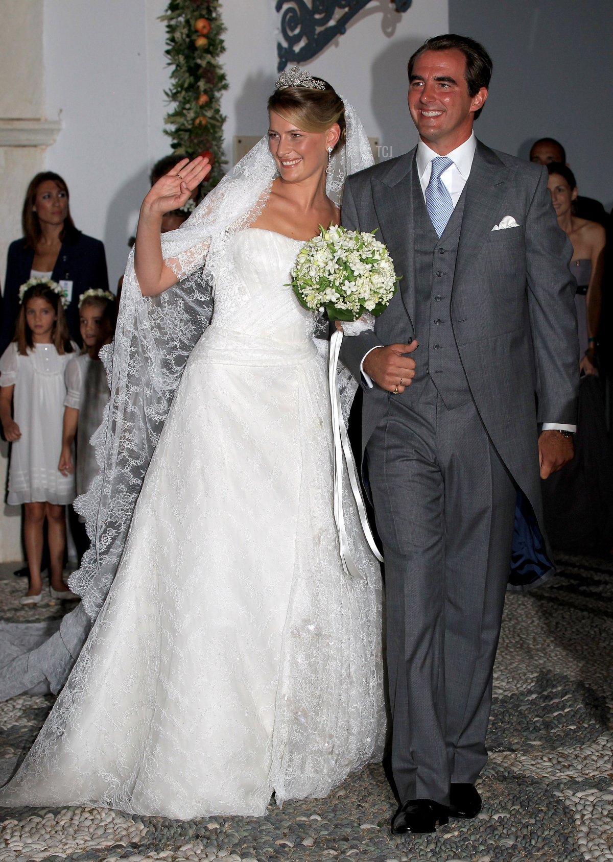 Princess Tatiana and Prince Nikolaos are pictured after their wedding in Spetses, Greece, on August 25, 2010 (Chris Jackson/Getty Images)