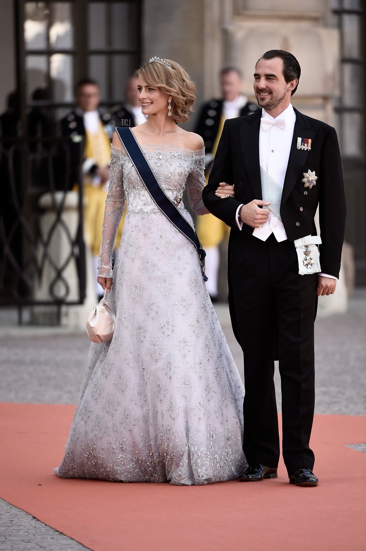Princess Tatiana and Prince Nikolaos attend the wedding of Prince Carl Philip and Princess Sofia of Sweden in Stockholm on June 13, 2015 (Ian Gavan/Getty Images)