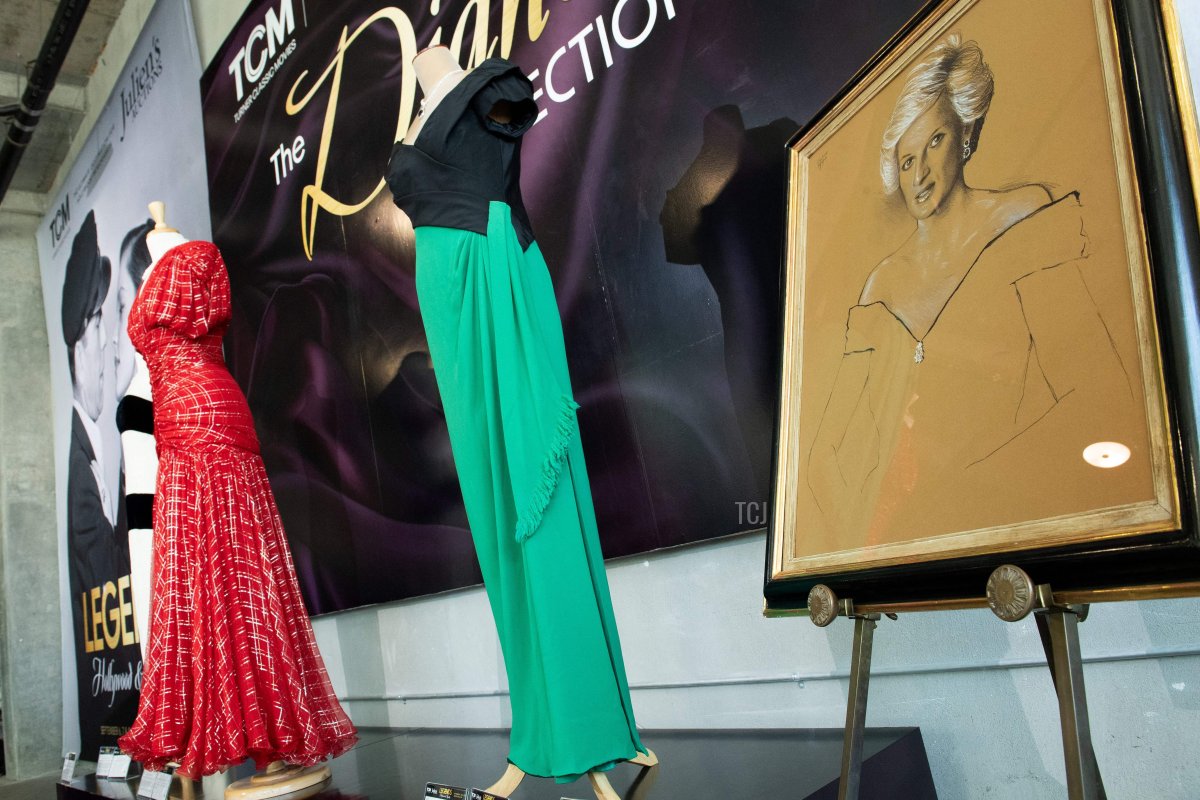 Dresses from the collection of Diana, Princess of Wales are displayed in Beverly Hills ahead of their sale by Julien's Auctions, August 28, 2023 (VALERIE MACON/AFP via Getty Images)