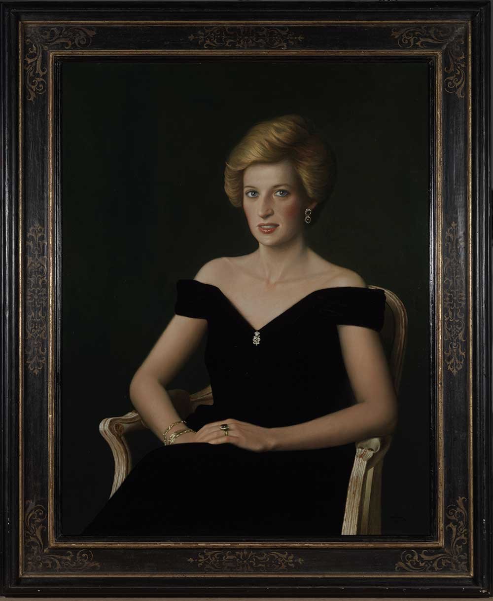 An oil portrait of Diana, Princess of Wales by Israel Zohar, commissioned by the 13th/18th Regiment of the Royal Hussars (Queen Mary's Own)