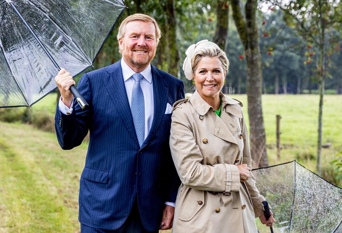 King Willem-Alexander and Queen Maxima of the Netherlands are pictured in Nijkerk during their regional visit to the Gelderse Valley on August 31, 2023 (Patrick van Katwijk/Getty Images)